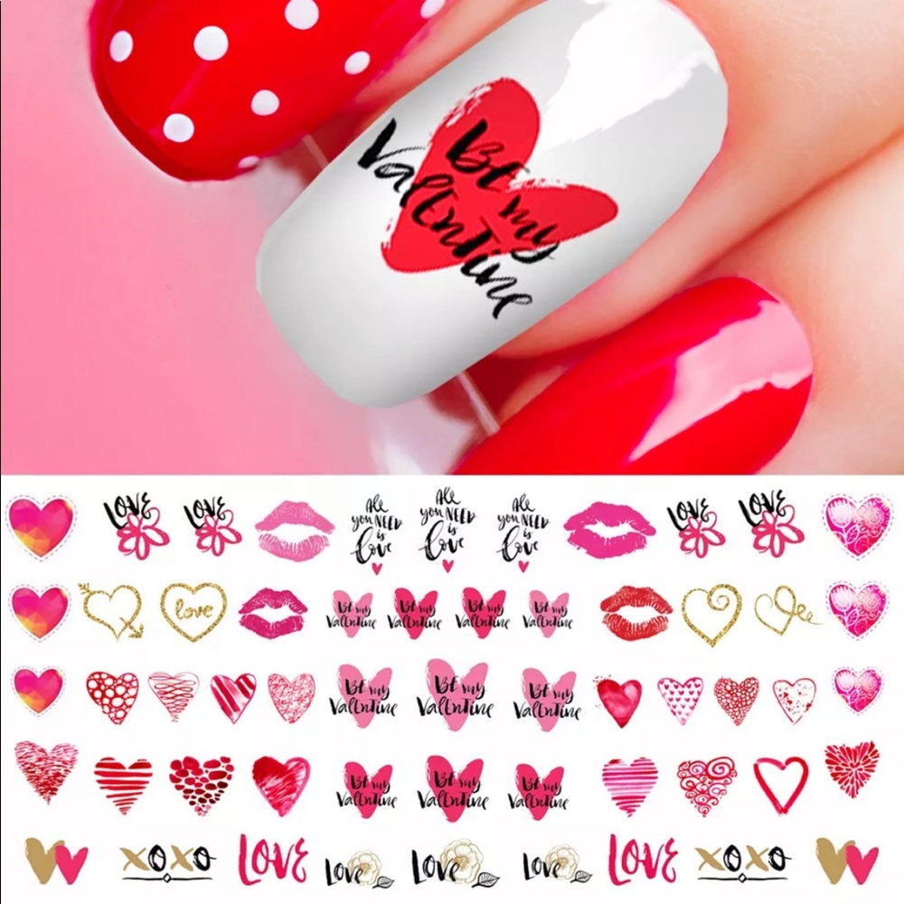 💌BO/GO$6 Valentine’s Day Set 1 Transfer Nail Decals